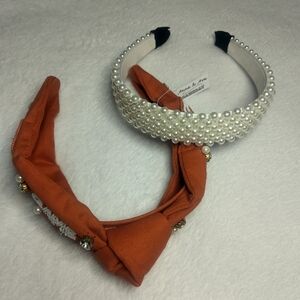 Anna & Ava Pearl and Orange Headband Set